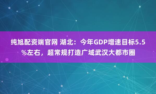纯旭配资端官网 湖北：今年GDP增速目标5.5%左右，超常规打造广域武汉大都市圈